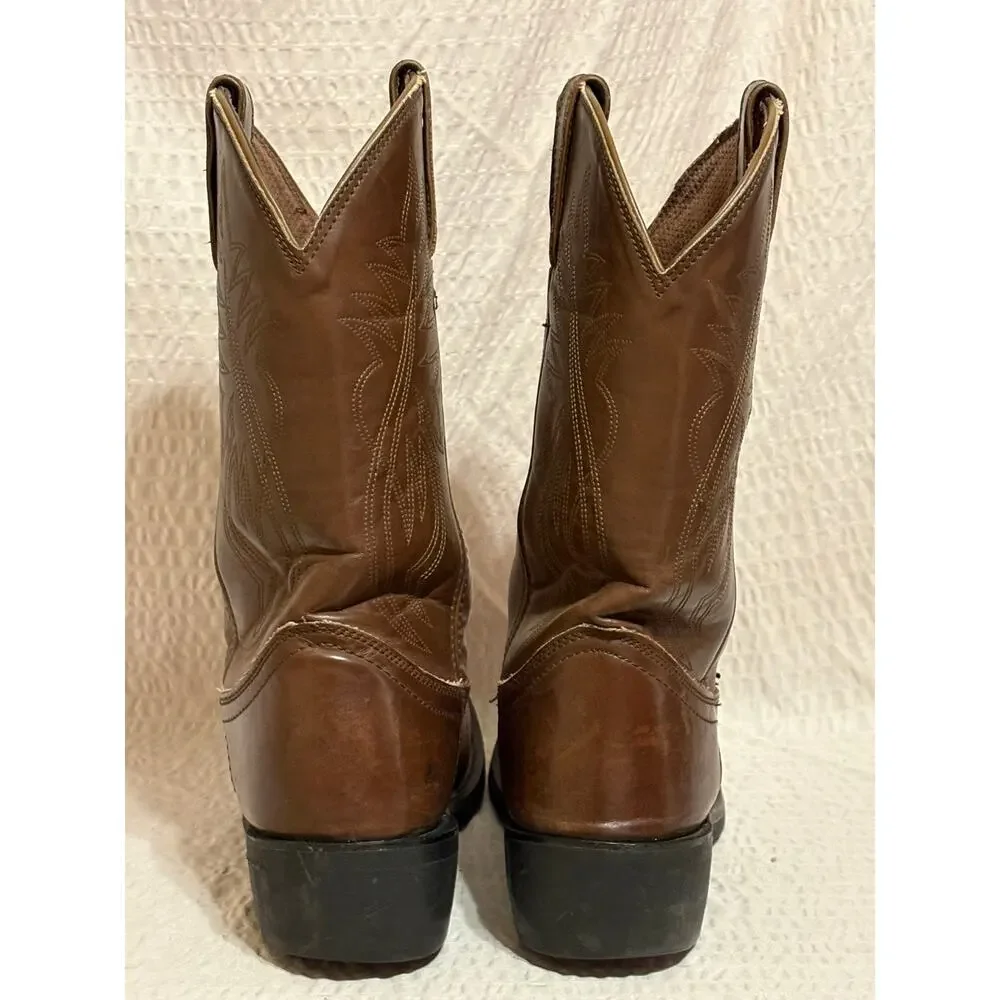 Justin Ranch and Road Roper Brown Leather Cowboy Western Boots Men’s 10.5D